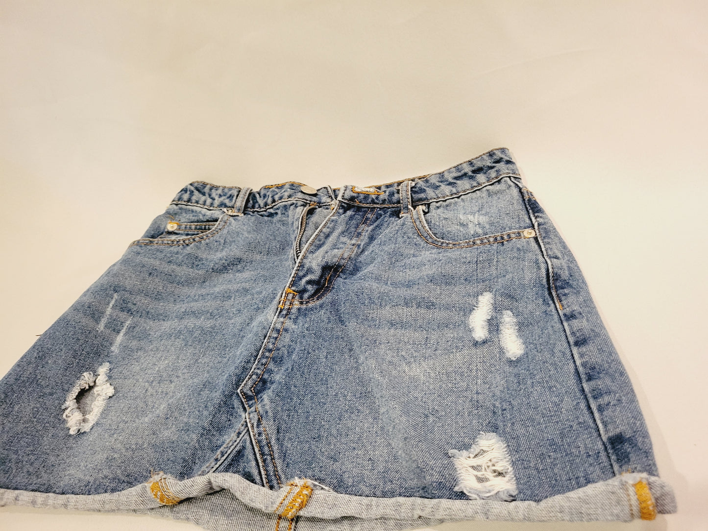 American Threads Distressed Mini Denim Skirt Size S