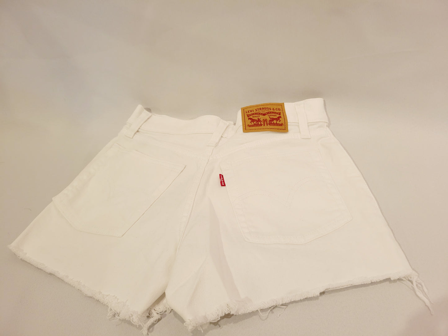 Levi Strauss High Rise White Denim Shorts Size 27