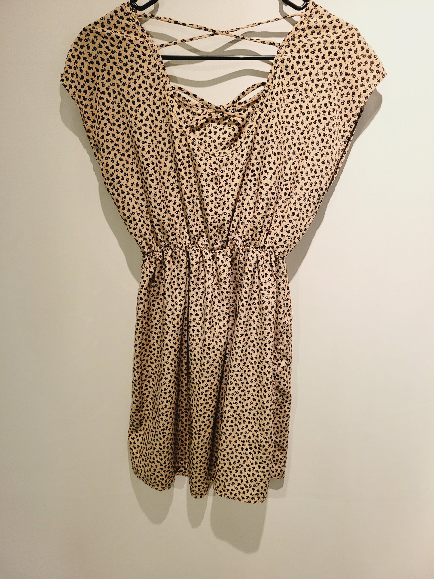 Beige floral printed Mini Dress Size S