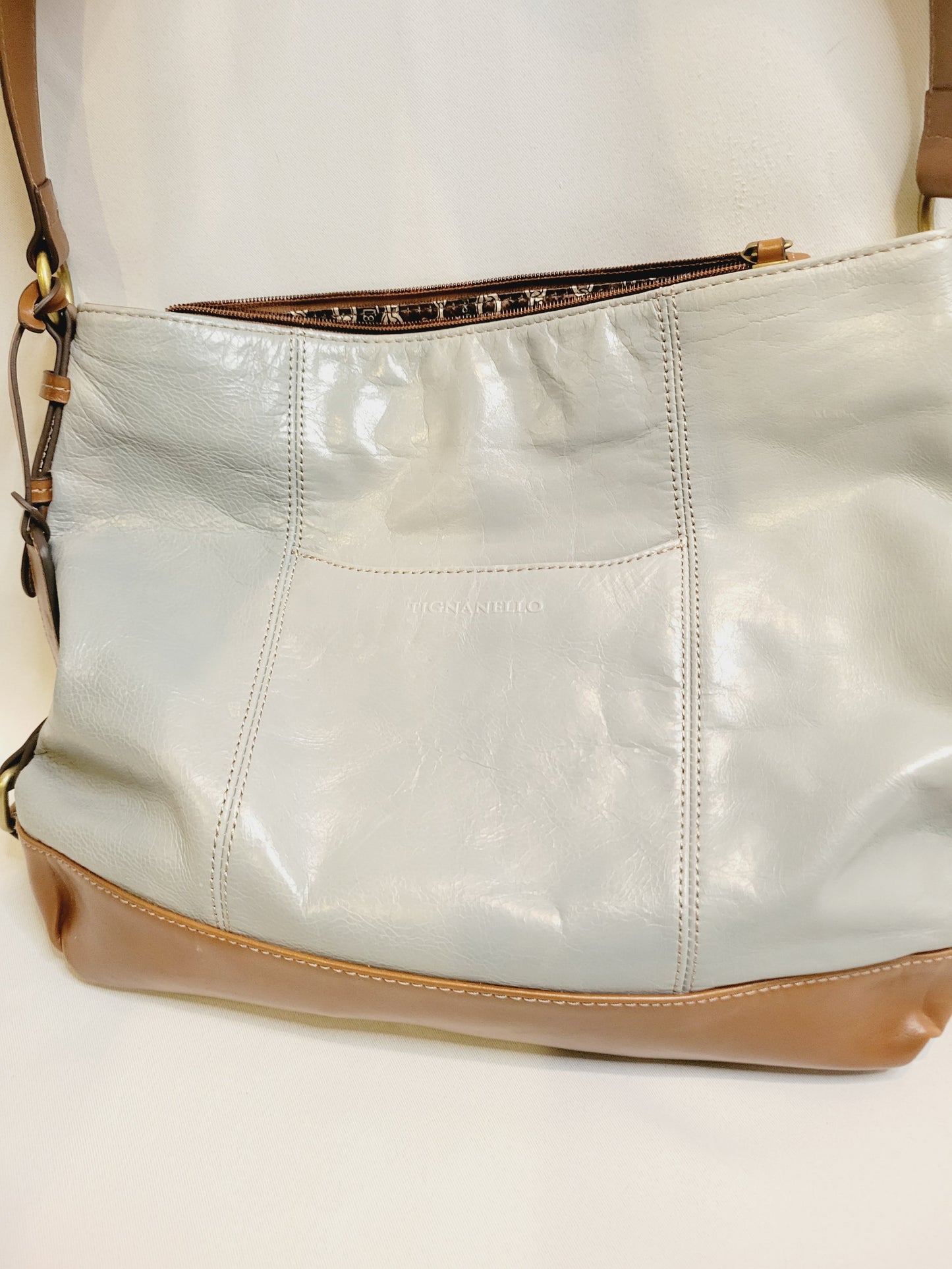 Tignanello Leather Two Tone Shoulder Bag