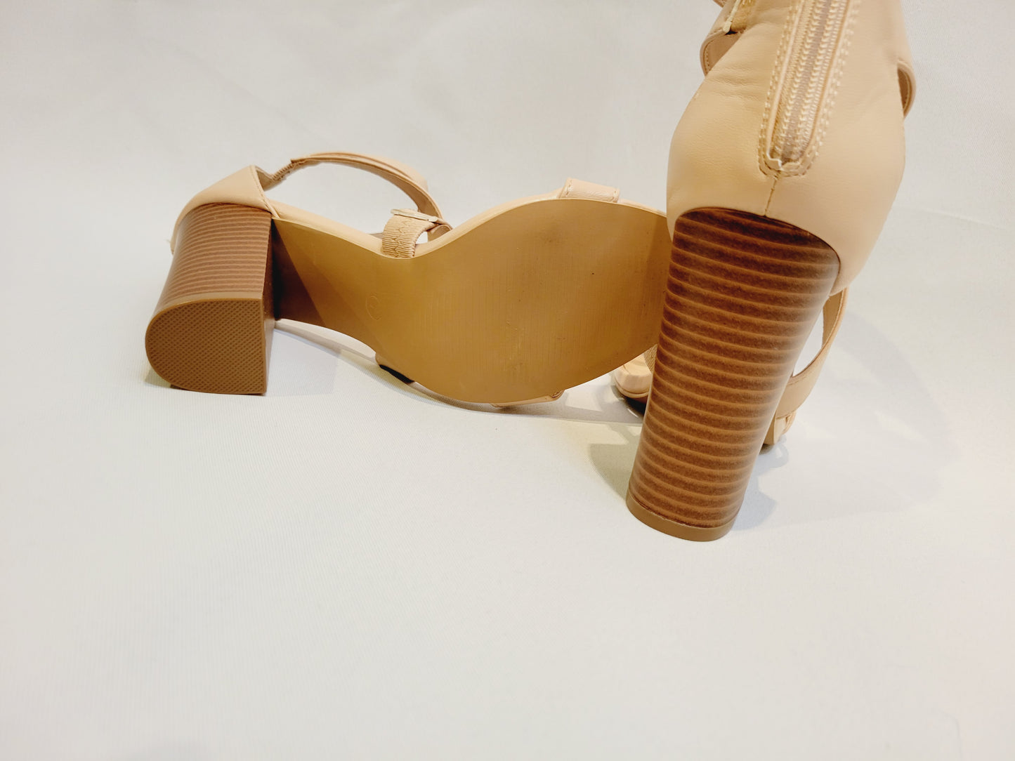 Charlotte Russe Nude Strappy Heeled Sandals, Size 7