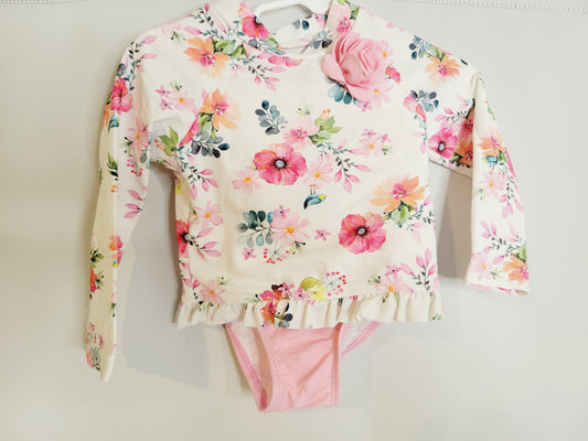 Little Me Floral Rashguard Bathing Suit Set, Size 18M