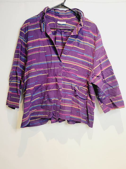 Habitat Striped Button Up Top, Size XL